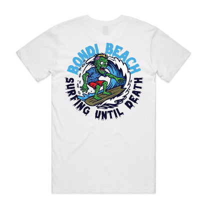 Bondi Beach Surfing Until Death T-Shirt back