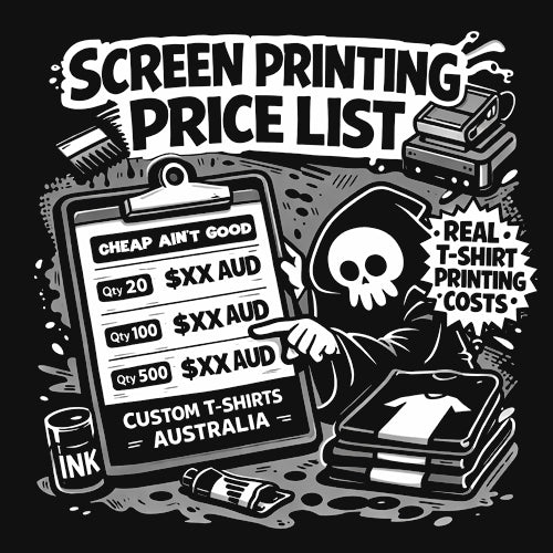 Screen printing price list t-shirt-printing Australia