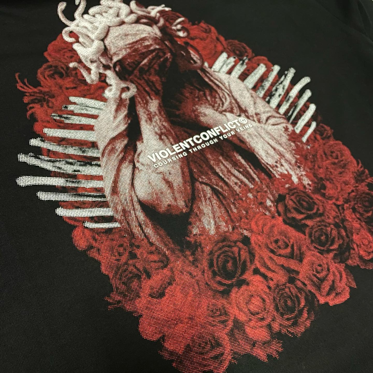 2 colour halftone screen printed t-shirt